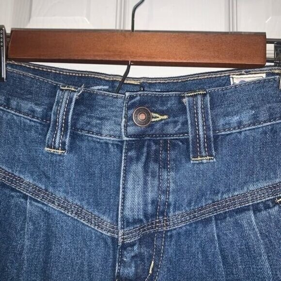 We The Free Sidecar Blue Denim Raw Hem Y2K Retro Western Miniskirt Size 24 - Picture 3 of 9